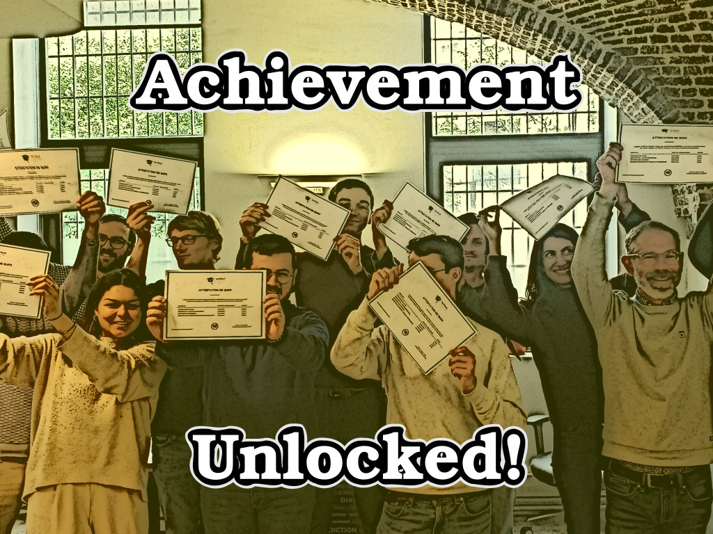 Our employees with their shiny new training certification